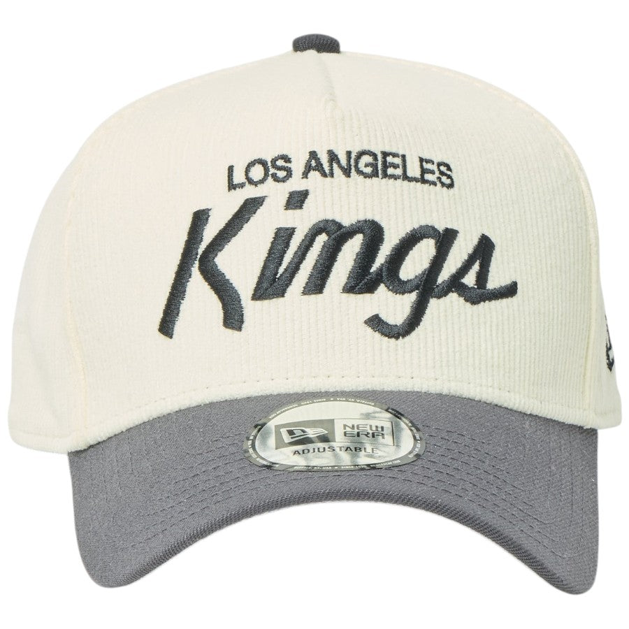 ニューエラ キャップ メッシュキャップ NEW ERA CAP 9FORTY A-Frame Summer Corduroy サマーコーデュロイ ロサンゼルス キングス クロームホワイト/グラファイト 14744955 正面