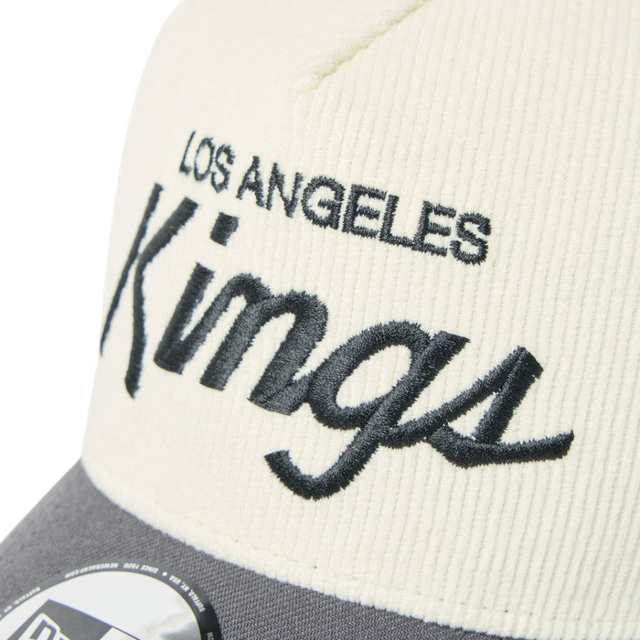 ニューエラ キャップ メッシュキャップ NEW ERA CAP 9FORTY A-Frame Summer Corduroy サマーコーデュロイ ロサンゼルス キングス クロームホワイト/グラファイト 14744955 フロントロゴ