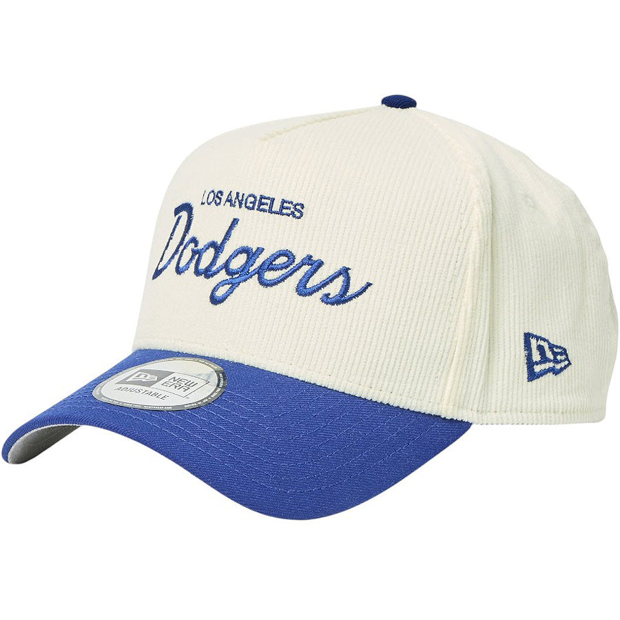 ニューエラ キャップ メッシュキャップ NEW ERA CAP 9FORTY A-Frame Summer Corduroy サマーコーデュロイ ロサンゼルス ドジャース クロームホワイト/ダークロイヤル 14744959 右斜め前