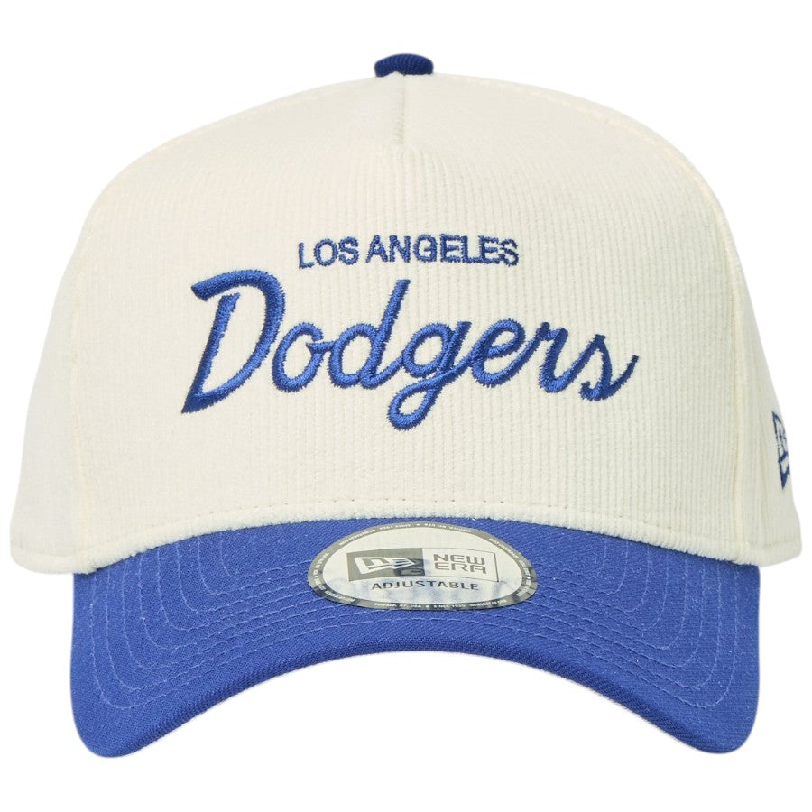 ニューエラ キャップ メッシュキャップ NEW ERA CAP 9FORTY A-Frame Summer Corduroy サマーコーデュロイ ロサンゼルス ドジャース クロームホワイト/ダークロイヤル 14744959 正面