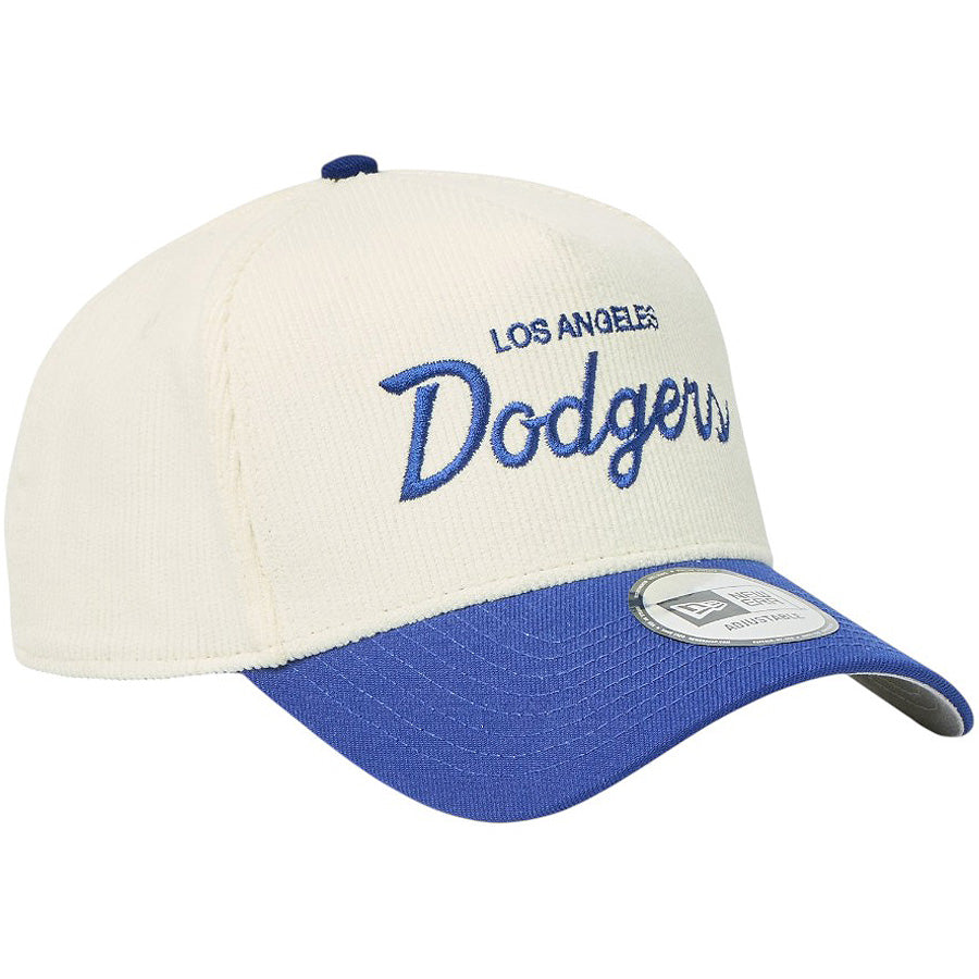 ニューエラ キャップ メッシュキャップ NEW ERA CAP 9FORTY A-Frame Summer Corduroy サマーコーデュロイ ロサンゼルス ドジャース クロームホワイト/ダークロイヤル 14744959 左斜め前