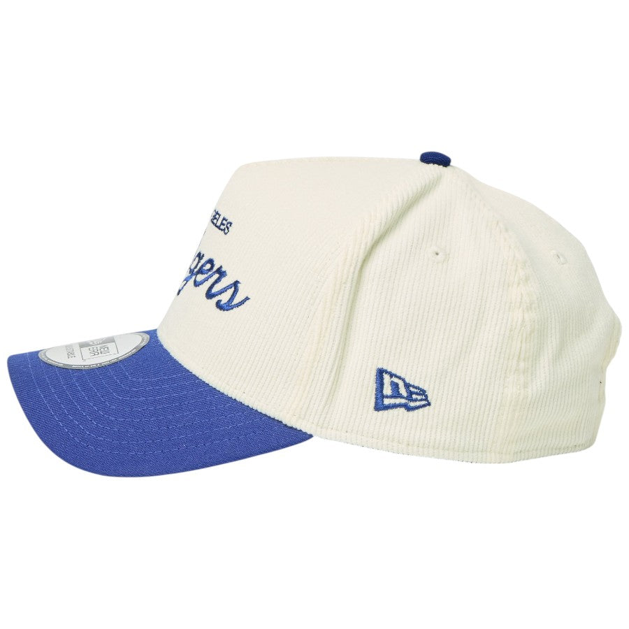 ニューエラ キャップ メッシュキャップ NEW ERA CAP 9FORTY A-Frame Summer Corduroy サマーコーデュロイ ロサンゼルス ドジャース クロームホワイト/ダークロイヤル 14744959 左サイド