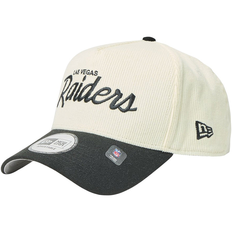 ニューエラ キャップ メッシュキャップ NEW ERA CAP 9FORTY A-Frame Summer Corduroy サマーコーデュロイ ラスベガス レイダース クロームホワイト/ブラック 14744961 右斜め前
