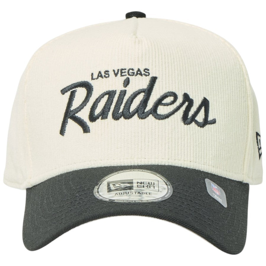ニューエラ キャップ メッシュキャップ NEW ERA CAP 9FORTY A-Frame Summer Corduroy サマーコーデュロイ ラスベガス レイダース クロームホワイト/ブラック 14744961 正面