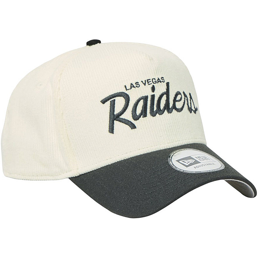 ニューエラ キャップ メッシュキャップ NEW ERA CAP 9FORTY A-Frame Summer Corduroy サマーコーデュロイ ラスベガス レイダース クロームホワイト/ブラック 14744961 左斜め前