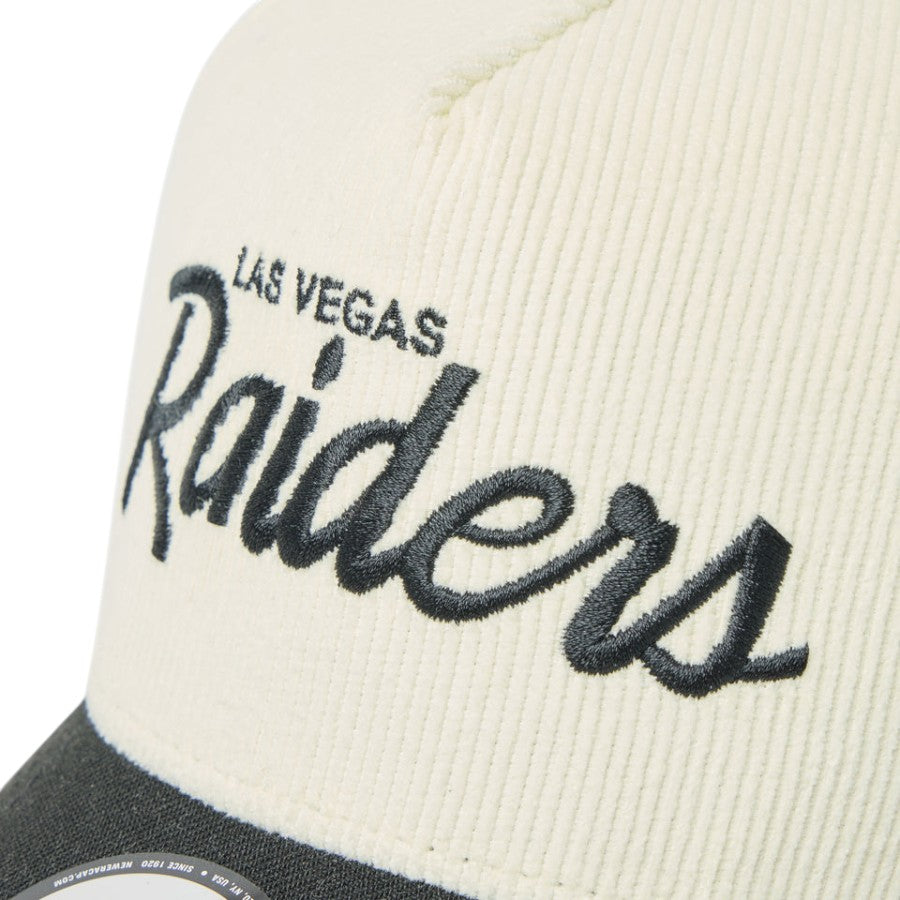 ニューエラ キャップ メッシュキャップ NEW ERA CAP 9FORTY A-Frame Summer Corduroy サマーコーデュロイ ラスベガス レイダース クロームホワイト/ブラック 14744961 フロントロゴ
