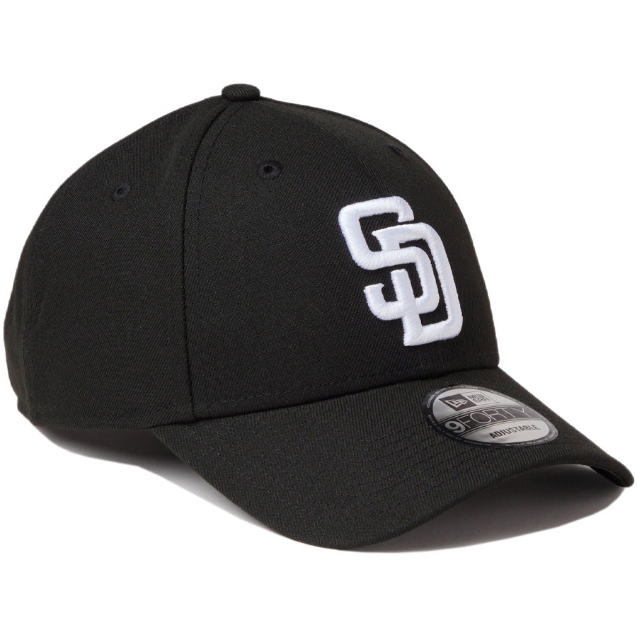 ニューエラ キャップ 帽子 NEW ERA CAP 9FORTY MLB サンディエゴ パドレス ブラック ホワイト 14942631 左斜め前