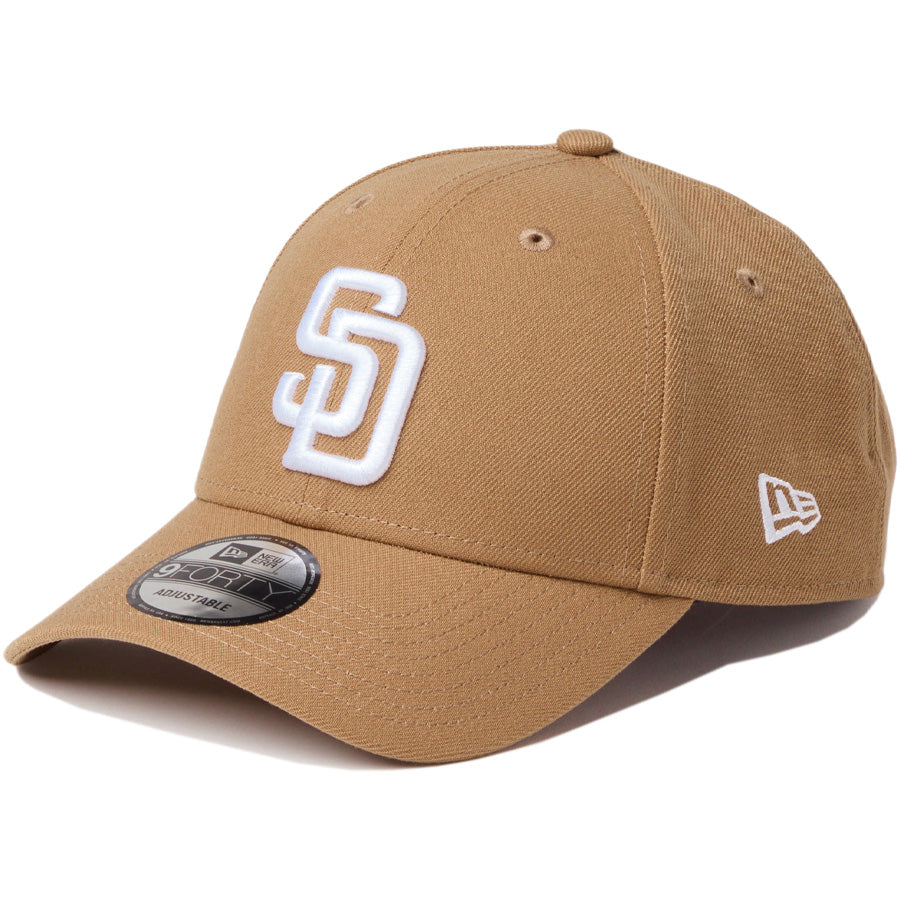 ニューエラ キャップ 帽子 NEW ERA CAP 9FORTY MLB サンディエゴ パドレス カーキ ホワイト 14942630 右斜め前