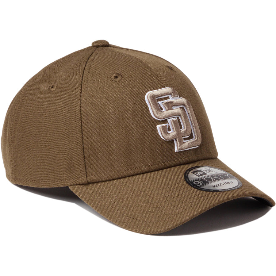 ニューエラ キャップ 帽子 NEW ERA CAP 9FORTY MLB サンディエゴ パドレス モス マーズグリーン ホワイト 14942629 左斜め前