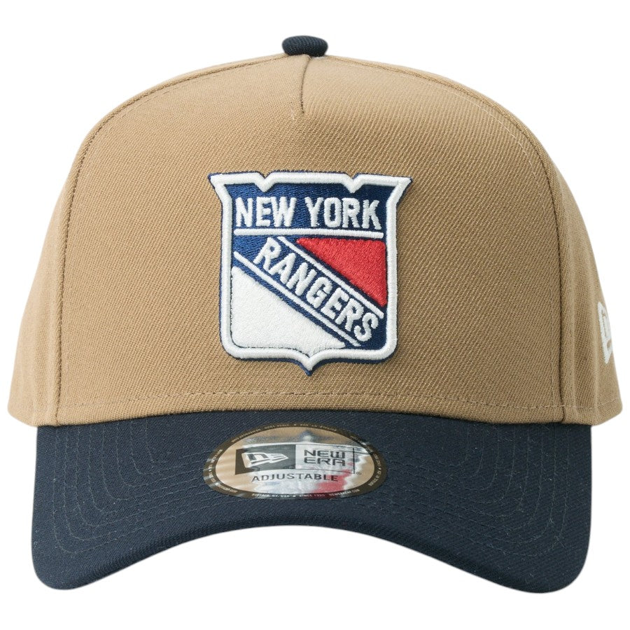 ニューエラ キャップ 帽子 NEW ERA CAP 9FORTY A-Frame NHL ニューヨーク レンジャーズ カーキ ネイビー 14744954 正面