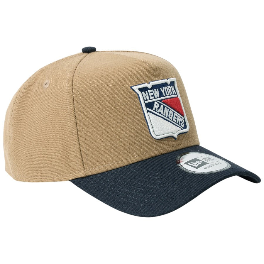ニューエラ キャップ 帽子 NEW ERA CAP 9FORTY A-Frame NHL ニューヨーク レンジャーズ カーキ ネイビー 14744954 左斜め前