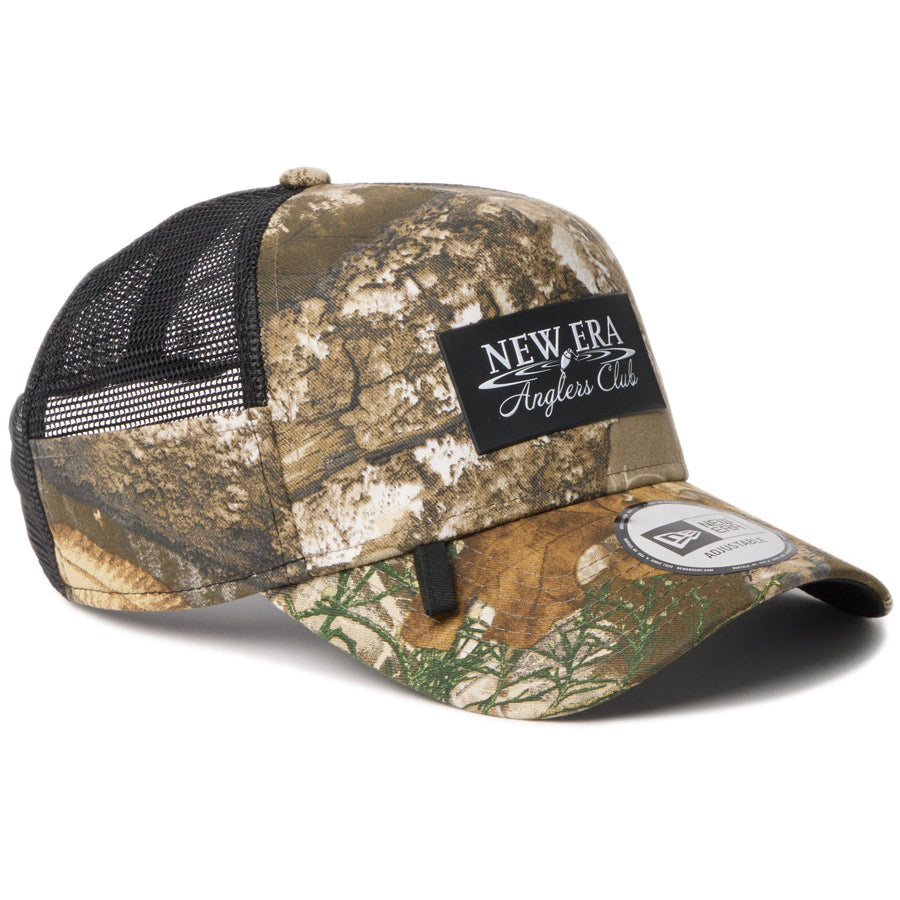 ニューエラ キャップ NEW ERA 9FORTY A-Frame トラッカー ループ Angler's Club Ripple Logo FISHING 釣り リアルツリーカモ 14774380 | アウトドア 左斜め