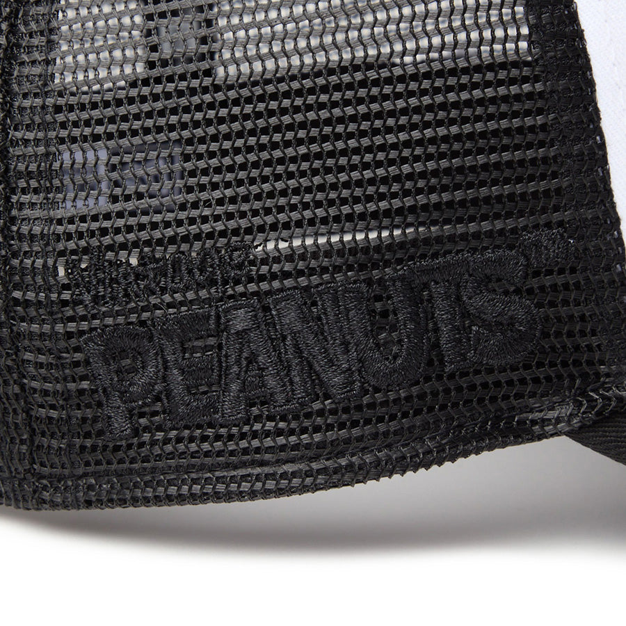 ニューエラ キャップ 帽子 NEW ERA CAP 9FORTY A-Frame トラッカー Vintage PEANUTS ピーナッツ スヌーピー JOE COOL ジョー・クール ブラック/ホワイト 14865347 右サイド 刺繍