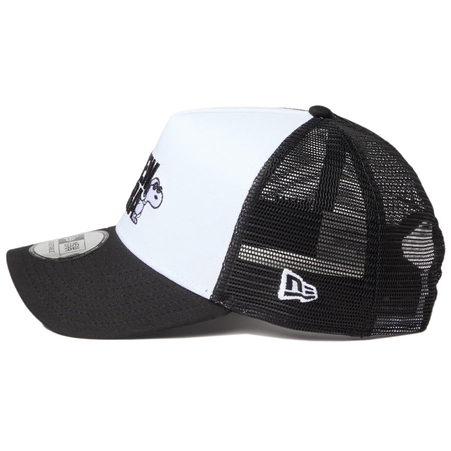 ニューエラ キャップ 帽子 NEW ERA CAP 9FORTY A-Frame トラッカー Vintage PEANUTS ピーナッツ スヌーピー JOE COOL ジョー・クール ブラック/ホワイト 14865347 左サイド