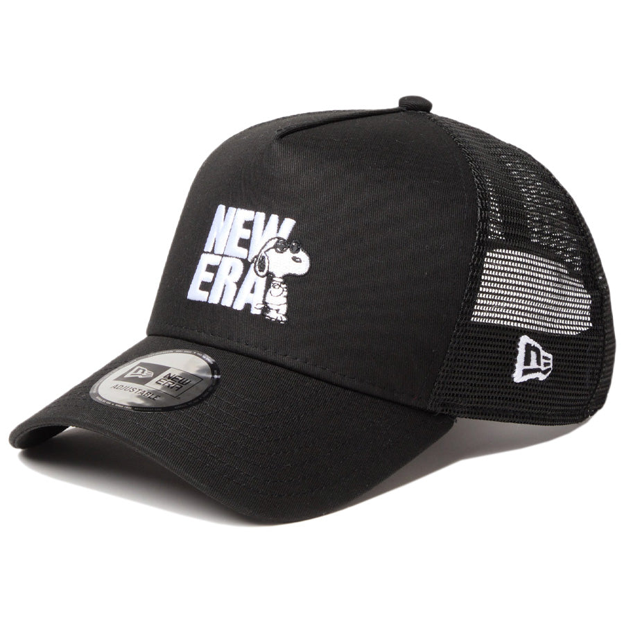 ニューエラ キャップ 帽子 NEW ERA CAP 9FORTY A-Frame トラッカー Vintage PEANUTS ピーナッツ スヌーピー JOE COOL ジョー・クール ブラック 14865348 右斜め前