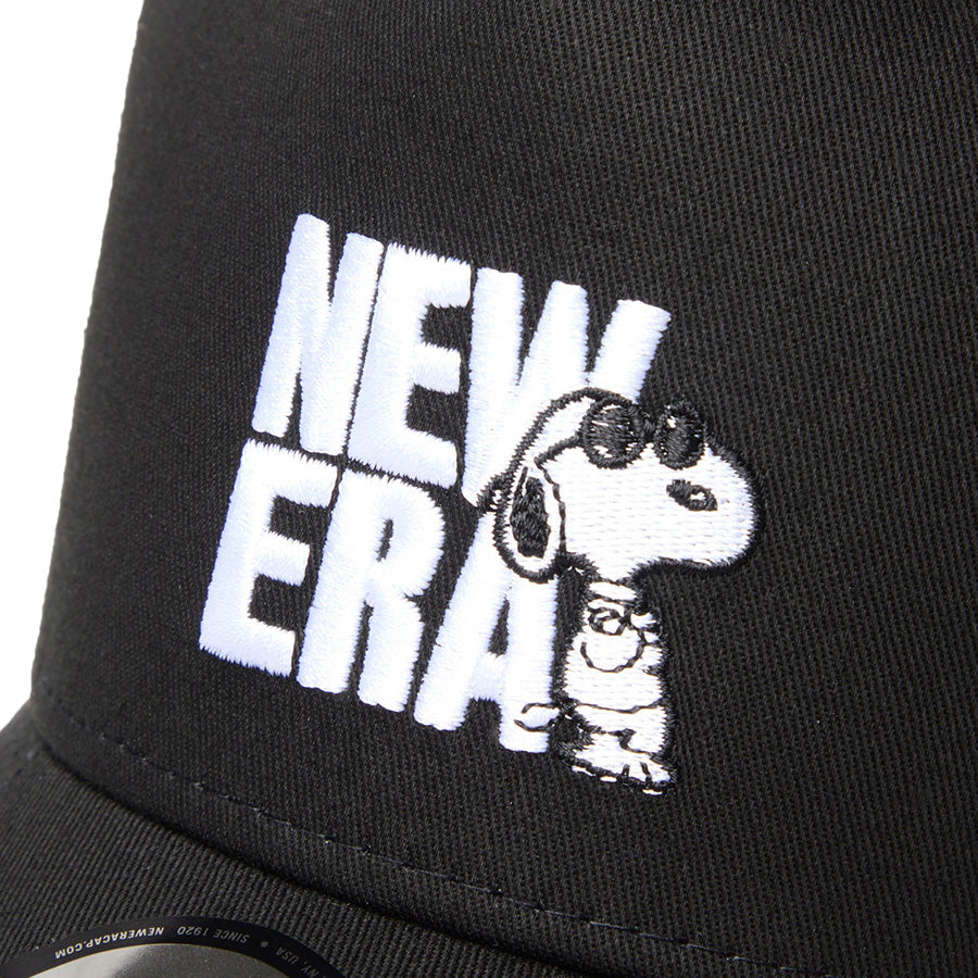 ニューエラ キャップ 帽子 NEW ERA CAP 9FORTY A-Frame トラッカー Vintage PEANUTS ピーナッツ スヌーピー JOE COOL ジョー・クール ブラック 14865348 フロントロゴ