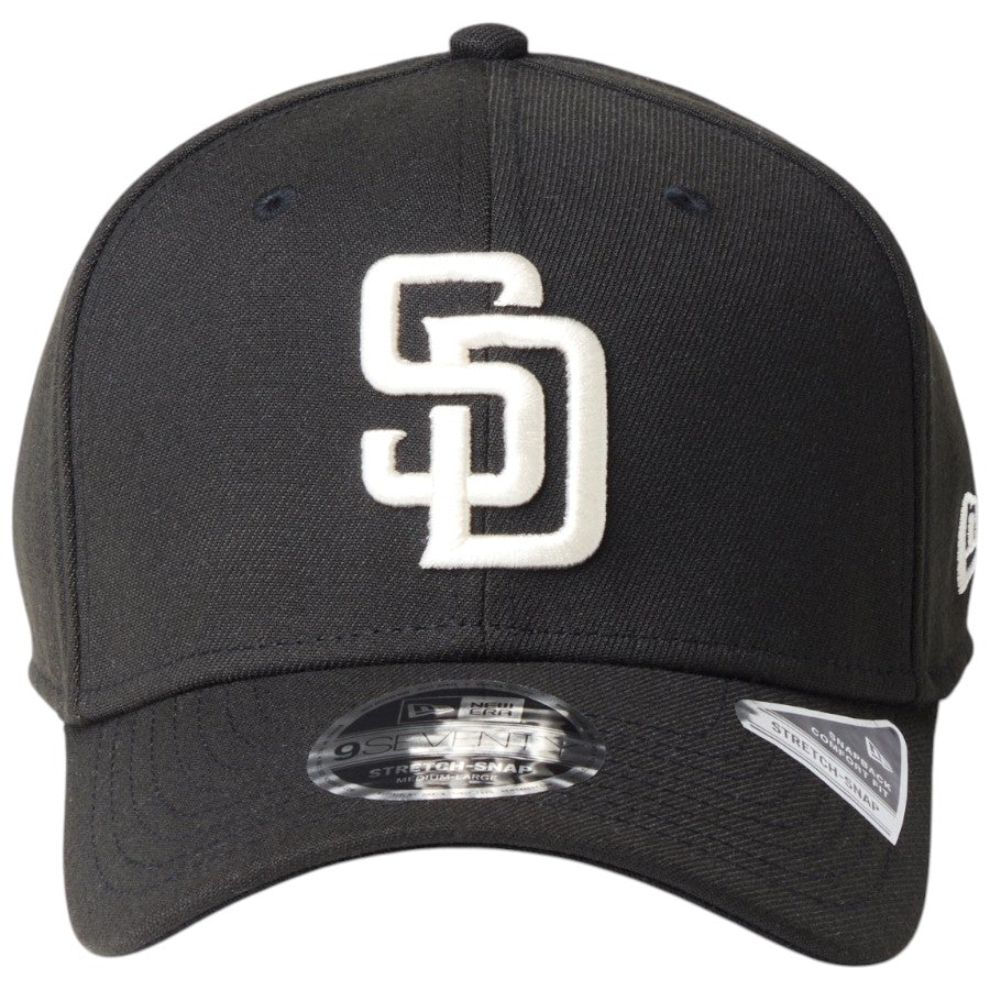 ニューエラ キャップ 帽子 NEW ERA CAP 9SEVENTY MLB ストレッチスナップ サンディエゴ パドレス ブラック 14744804 正面