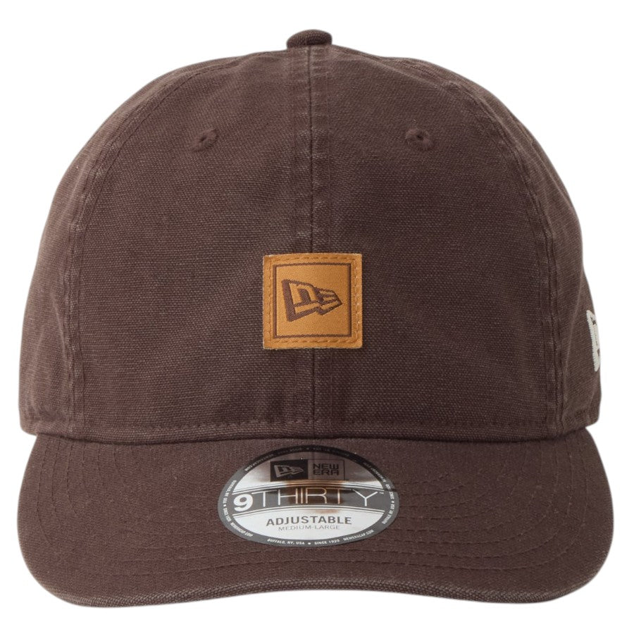 ニューエラ キャップ 帽子 NEW ERA CAP 9THIRTY フラッグロゴ ウーブンパッチ Washed Duck ダック ブラウンスエード 14745100 正面