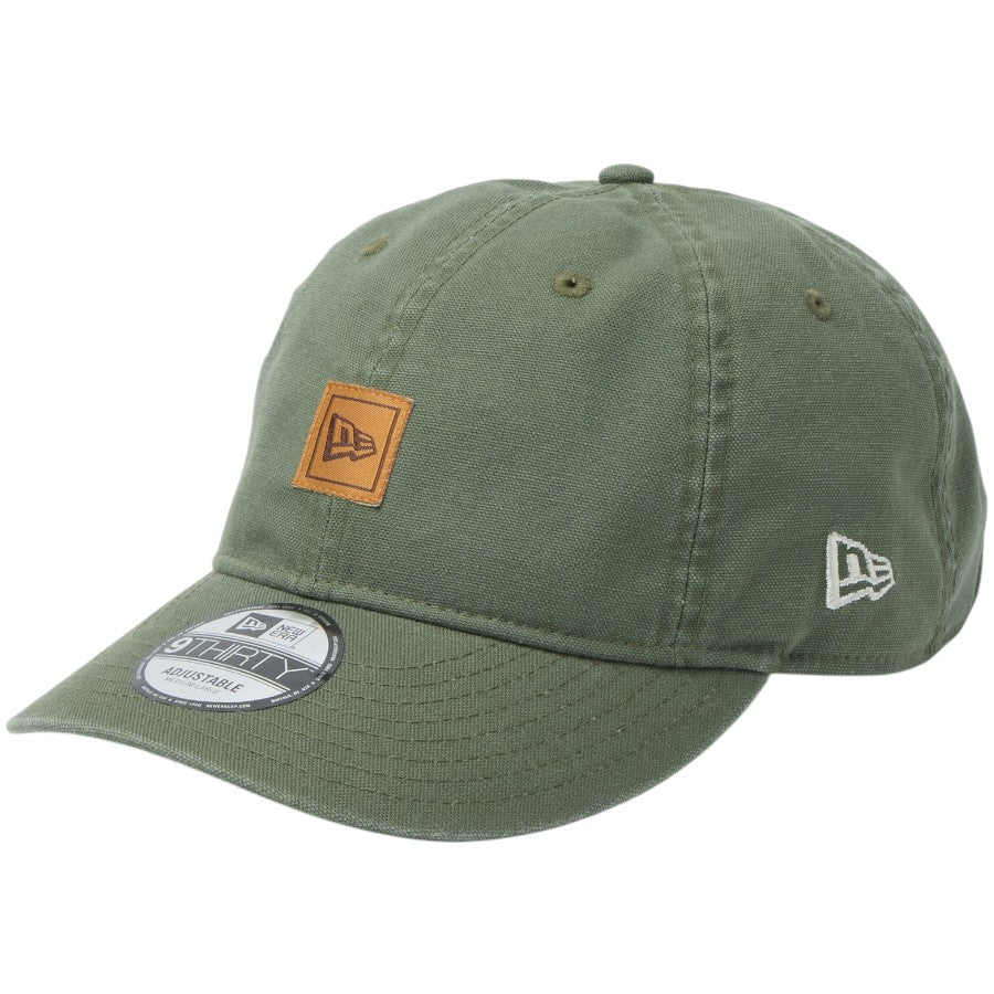 ニューエラ キャップ 帽子 NEW ERA CAP 9THIRTY フラッグロゴ ウーブンパッチ Washed Duck ダック オリーブ 14745098 右斜め前