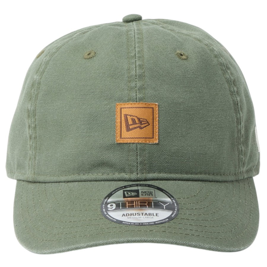 ニューエラ キャップ 帽子 NEW ERA CAP 9THIRTY フラッグロゴ ウーブンパッチ Washed Duck ダック オリーブ 14745098 正面