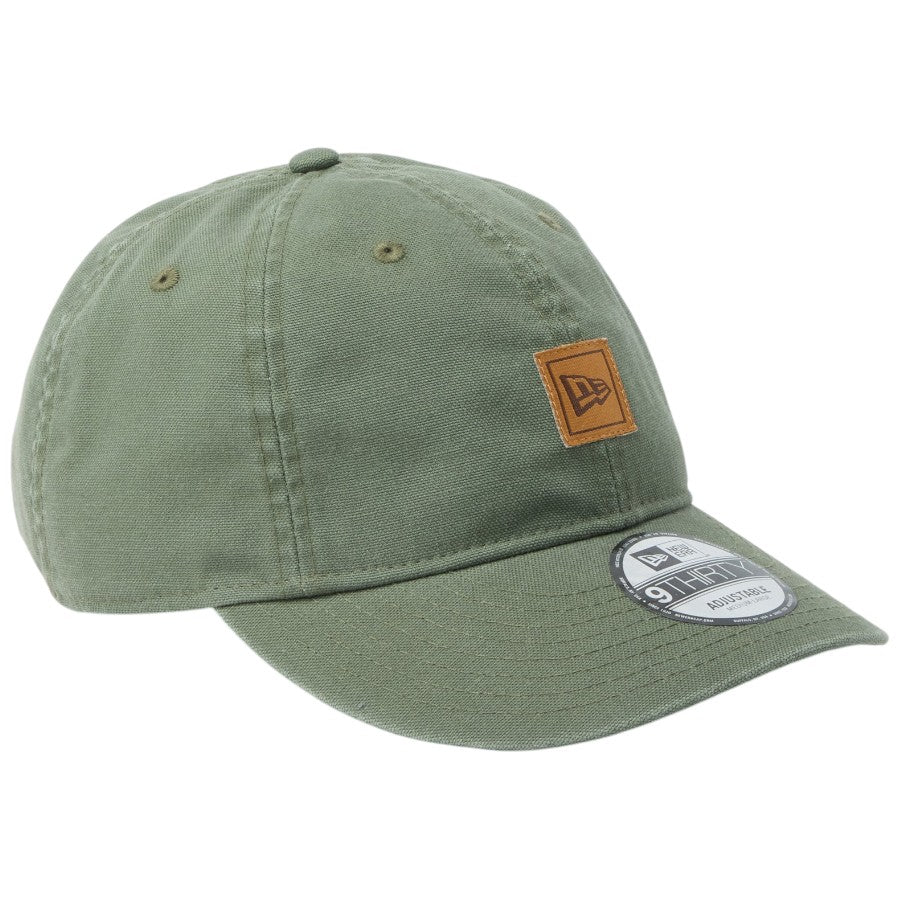 ニューエラ キャップ 帽子 NEW ERA CAP 9THIRTY フラッグロゴ ウーブンパッチ Washed Duck ダック オリーブ 14745098 左斜め前
