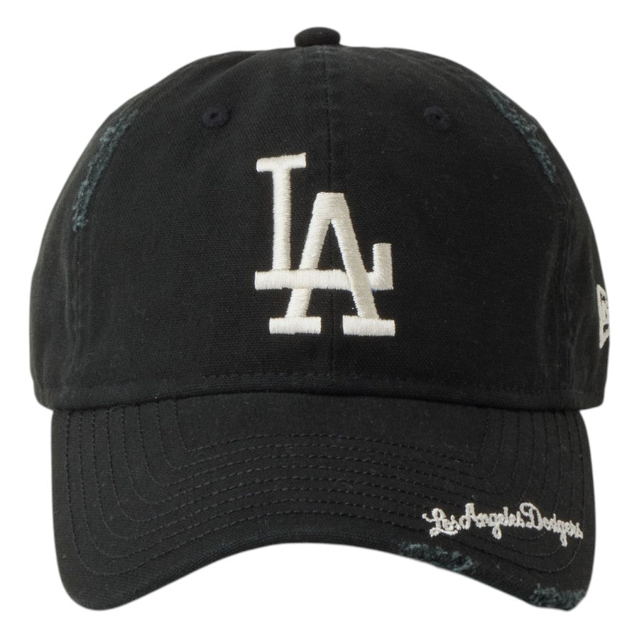 ニューエラ キャップ 帽子 NEW ERA CAP 9TWENTY MLB Visor Logo バイザーロゴ ダメージ ロサンゼルス ドジャース ブラック 14745079 正面