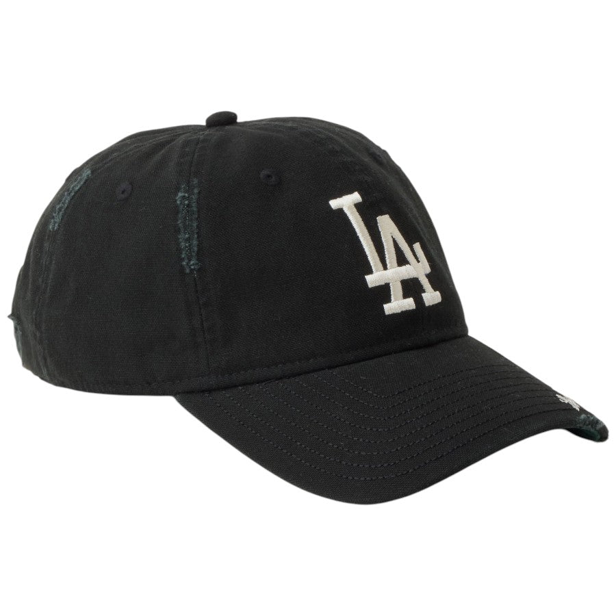 ニューエラ キャップ 帽子 NEW ERA CAP 9TWENTY MLB Visor Logo バイザーロゴ ダメージ ロサンゼルス ドジャース ブラック 14745079 左斜め前