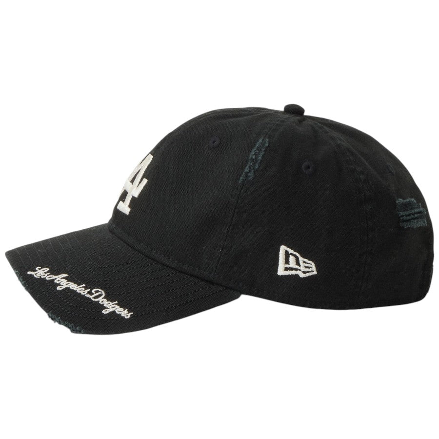 ニューエラ キャップ 帽子 NEW ERA CAP 9TWENTY MLB Visor Logo バイザーロゴ ダメージ ロサンゼルス ドジャース ブラック 14745079 左サイド