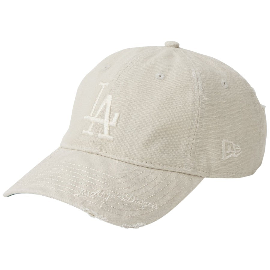 ニューエラ キャップ 帽子 NEW ERA CAP 9TWENTY MLB Visor Logo バイザーロゴ ダメージ ロサンゼルス ドジャース ストーン 14745078 右斜め前