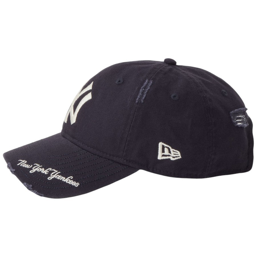 ニューエラ キャップ 帽子 NEW ERA CAP 9TWENTY MLB Visor Logo バイザーロゴ ダメージ ニューヨーク ヤンキース ネイビー 14745044 左サイド