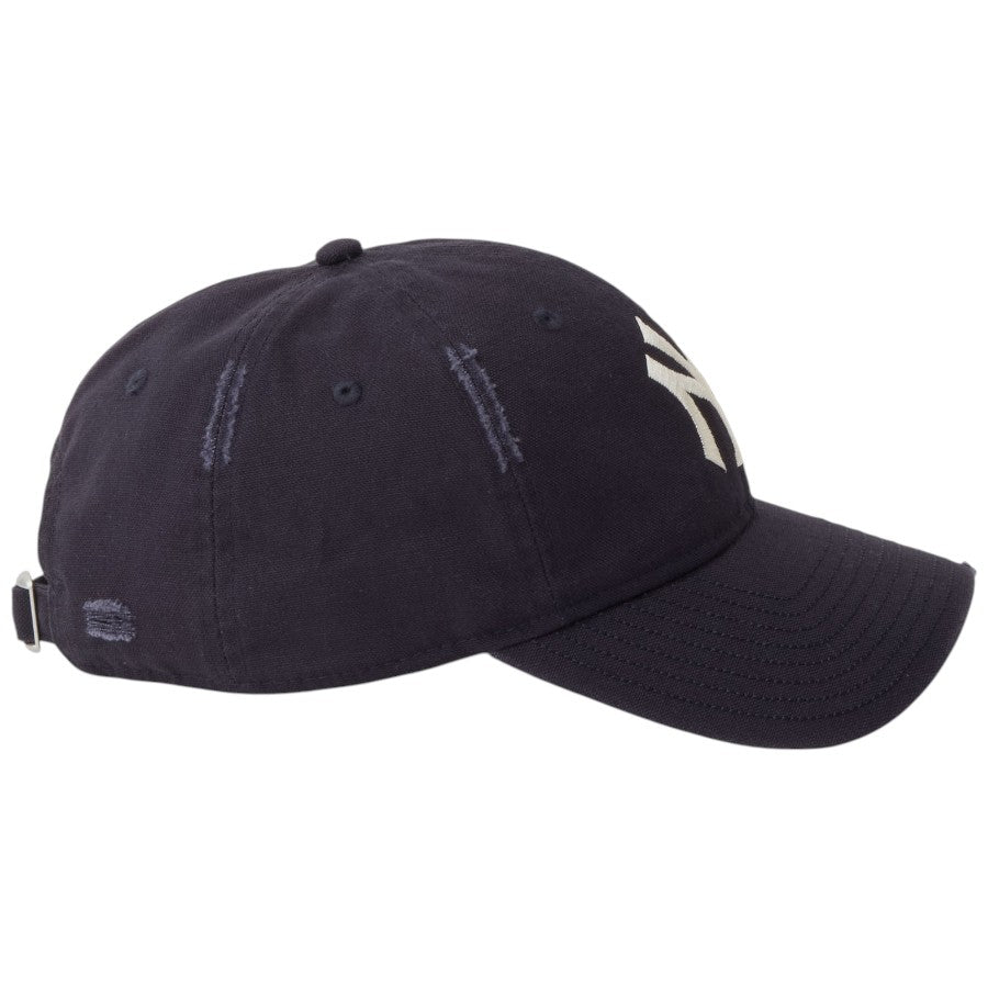 ニューエラ キャップ 帽子 NEW ERA CAP 9TWENTY MLB Visor Logo バイザーロゴ ダメージ ニューヨーク ヤンキース ネイビー 14745044 右サイド
