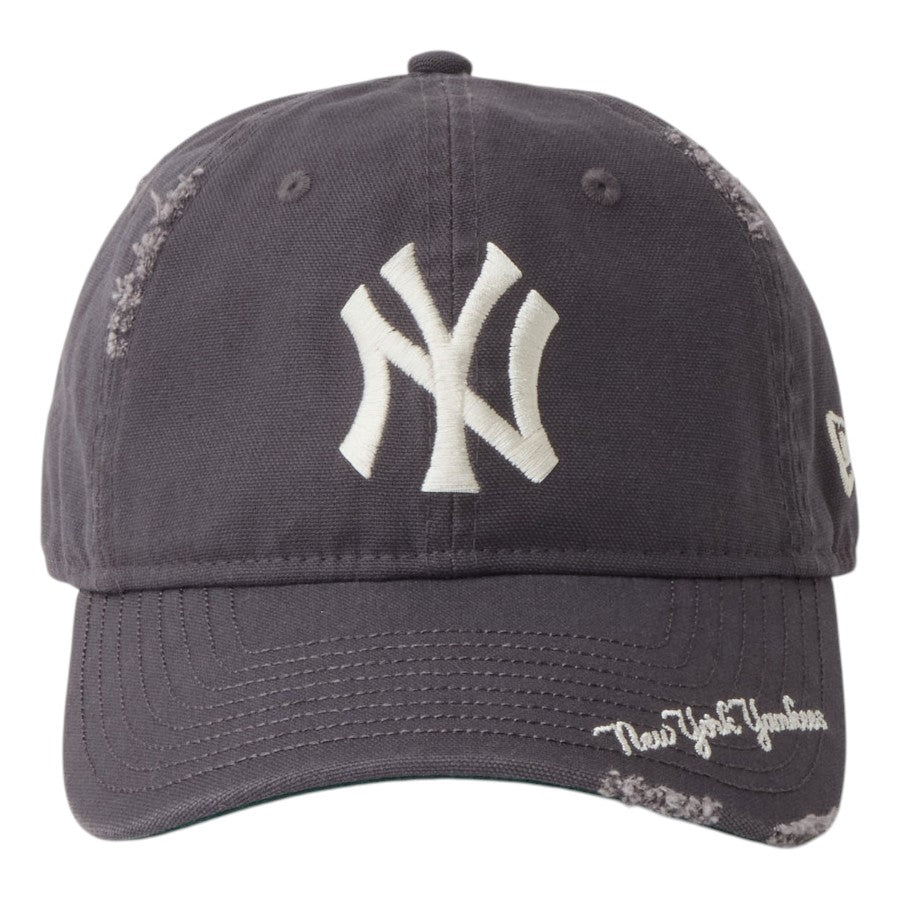 ニューエラ キャップ 帽子 NEW ERA CAP 9TWENTY MLB Visor Logo バイザーロゴ ダメージ ニューヨーク ヤンキース グラファイト 14745045 正面