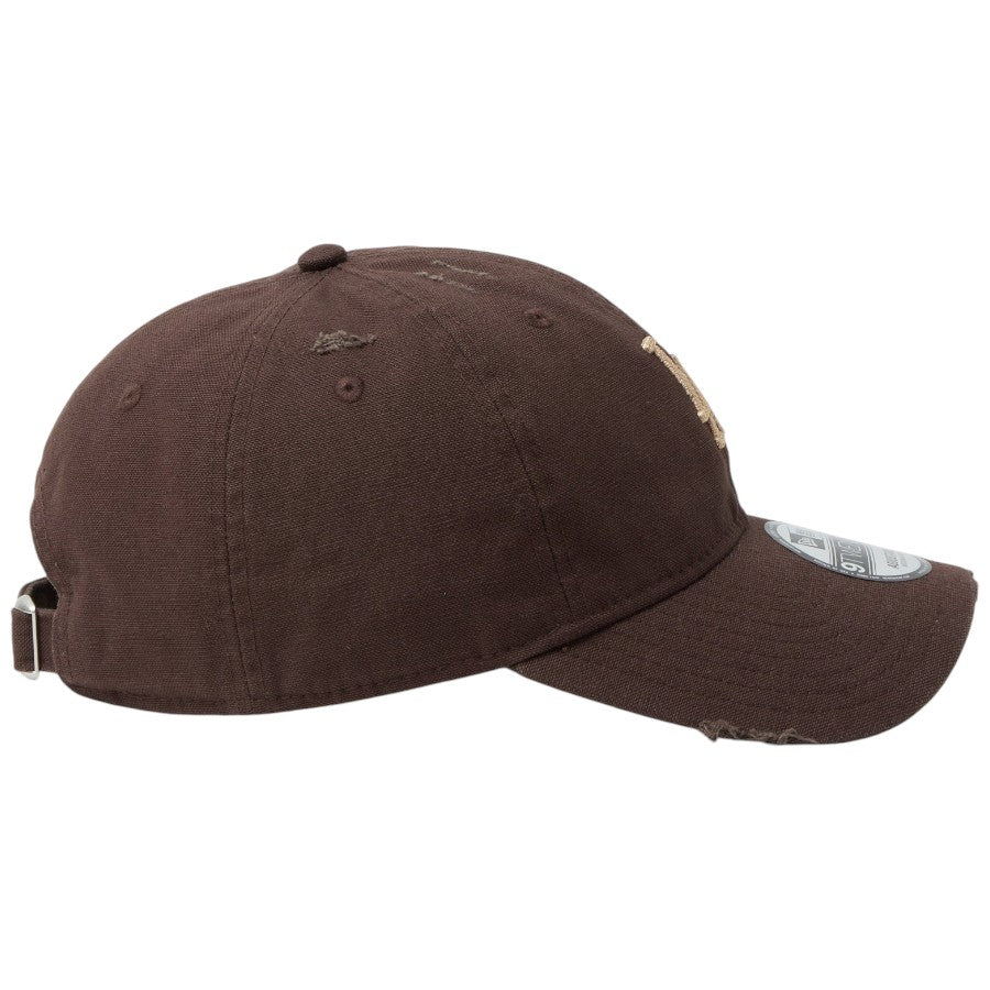 ニューエラ キャップ 帽子 NEW ERA CAP 9TWENTY ロサンゼルス ドジャース クーパーズタウン Damaged Duck Canvas ダメージ ダックキャンバス グラファイト ブラウンスエード  14745077 右サイド