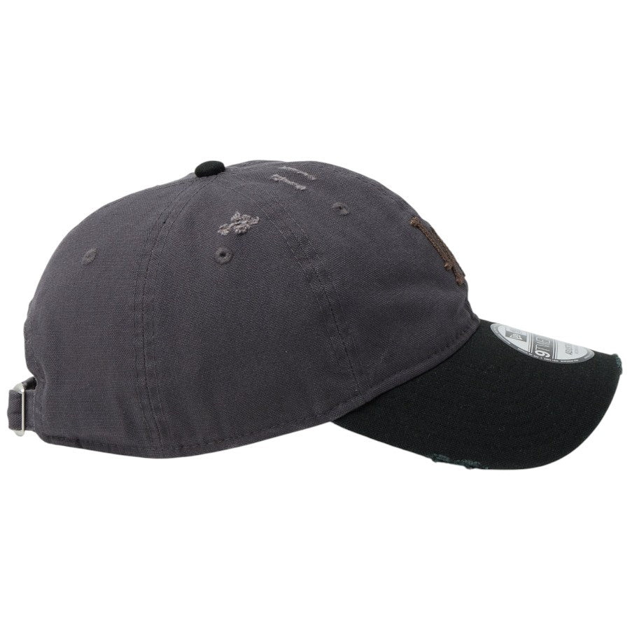 ニューエラ キャップ 帽子 NEW ERA CAP 9TWENTY ロサンゼルス ドジャース クーパーズタウン Damaged Duck Canvas ダメージ ダックキャンバス グラファイト ブラック 14745076 右サイド