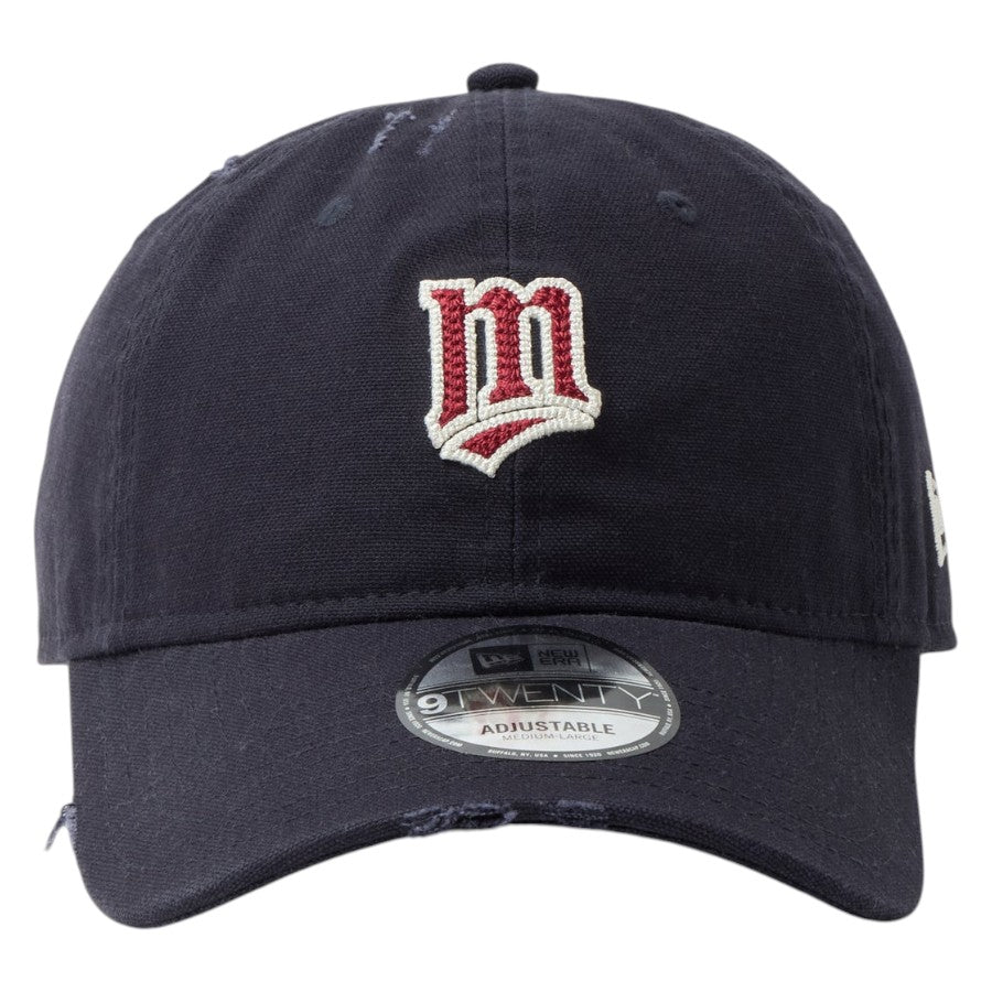 ニューエラ キャップ 帽子 NEW ERA CAP 9TWENTY ミネソタ ツインズ クーパーズタウン Damaged Duck Canvas ダメージ ダックキャンバス ネイビー 14745073 正面