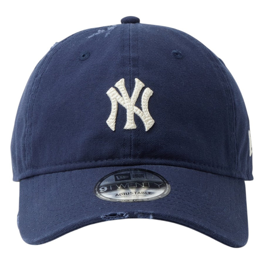 ニューエラ キャップ 帽子 NEW ERA CAP 9TWENTY ニューヨーク ヤンキース クーパーズタウン Damaged Duck Canvas ダメージ ダックキャンバス オーシャンサイドブルー 14745043 正面
