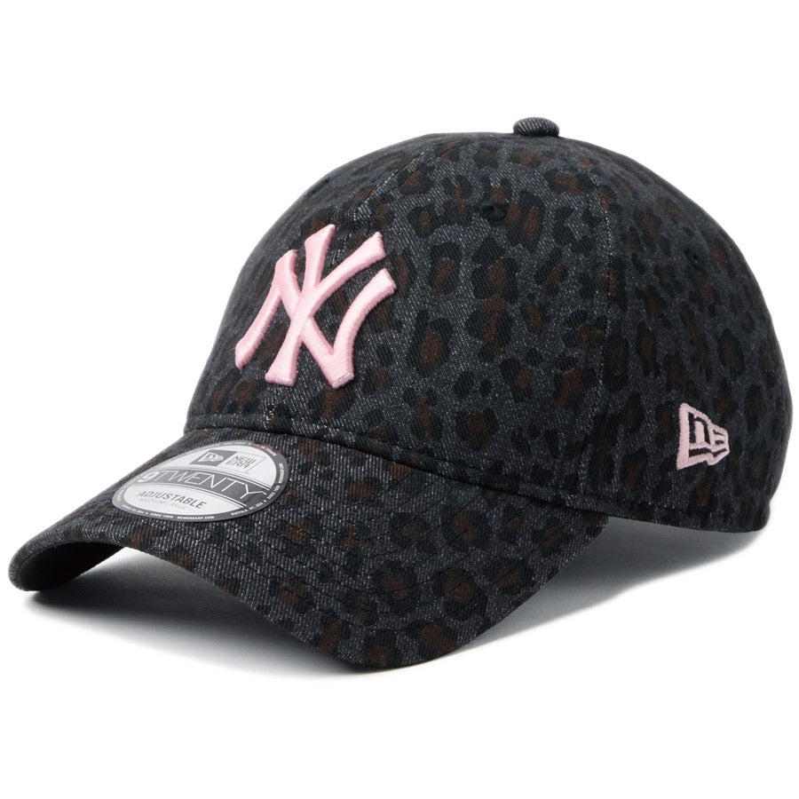 ニューエラ キャップ NEW ERA 9TWENTY レオパード Leopard ニューヨーク ヤンキース ブラック ピンク 14745052 右斜め