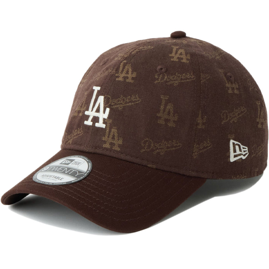 ニューエラ キャップ 帽子 NEW ERA CAP 9TWENTY MLB Jacquard ジャカード ロサンゼルス ドジャース ブラウン 14745089 右斜め前