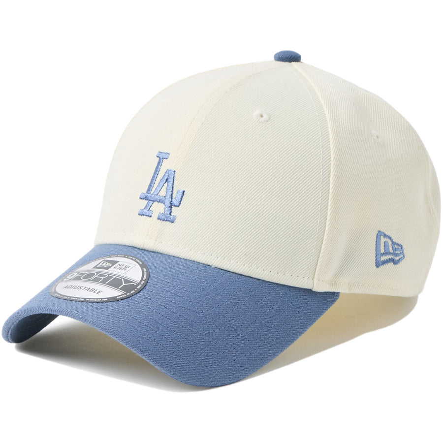 ニューエラ キャップ 帽子 NEW ERA CAP 9FORTY MLB ベージュ スウェットバンド ロサンゼルス ドジャース クロームホワイト/スレート 14744855 右斜め前