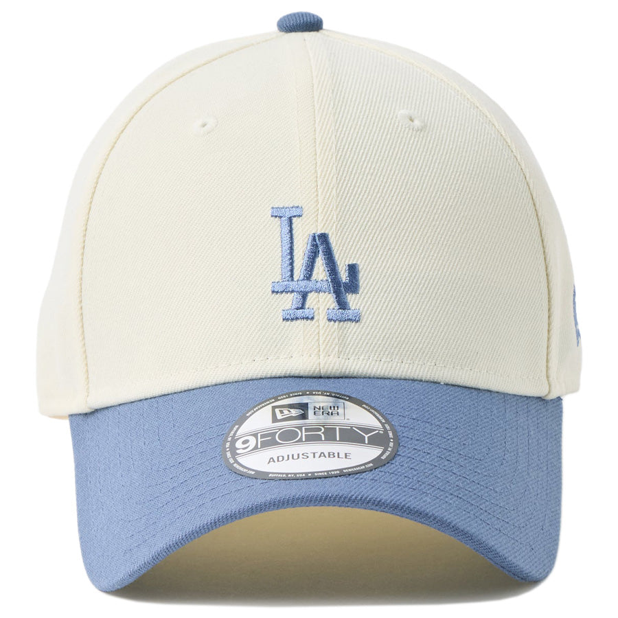 ニューエラ キャップ 帽子 NEW ERA CAP 9FORTY MLB ベージュ スウェットバンド ロサンゼルス ドジャース クロームホワイト/スレート 14744855 正面