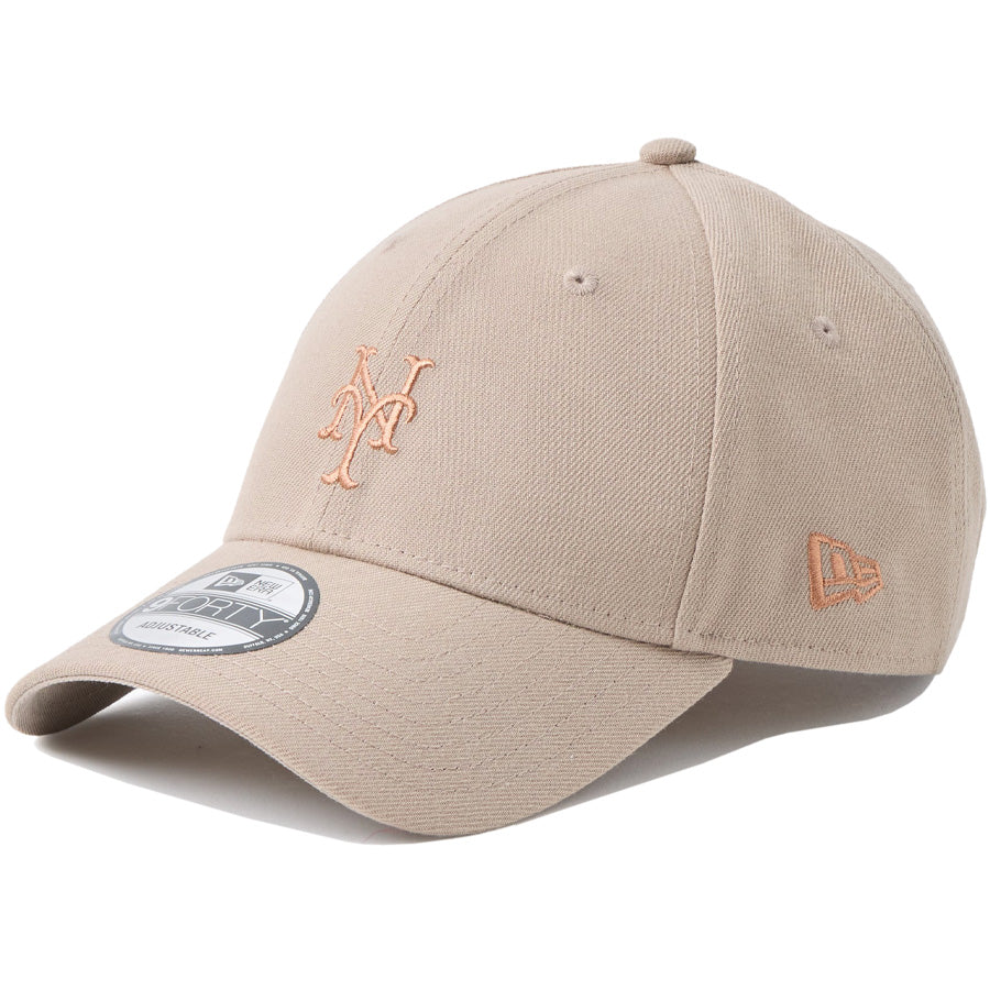 ニューエラ キャップ 帽子 NEW ERA CAP  9FORTY MLB ベージュ スウェットバンド ニューヨーク メッツ アッシュブラウン 14744847 右斜め前