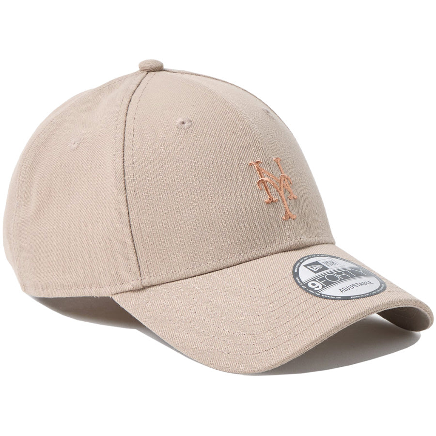 ニューエラ キャップ 帽子 NEW ERA CAP  9FORTY MLB ベージュ スウェットバンド ニューヨーク メッツ アッシュブラウン 14744847 左斜め前