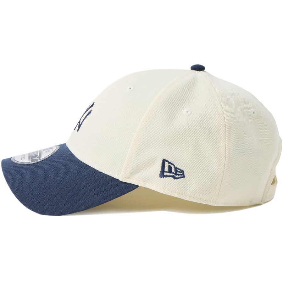 ニューエラ キャップ 帽子 NEW ERA CAP 9FORTY MLB ベージュ スウェットバンド ニューヨーク ヤンキース クロームホワイト/ナイトシフトネイビー 14744846 左サイド