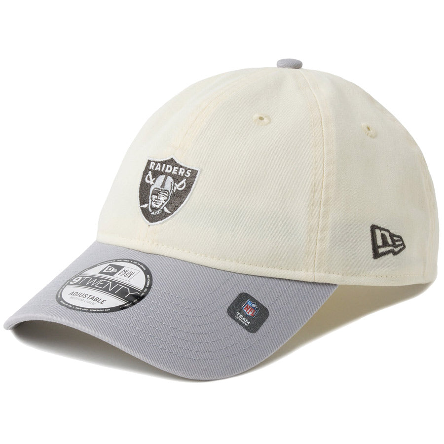 ニューエラ キャップ NEW ERA 9TWENTY NFL Mini Logo ミニロゴ ラスベガス レイダース クロームホワイト/グレー 14745095 右斜め
