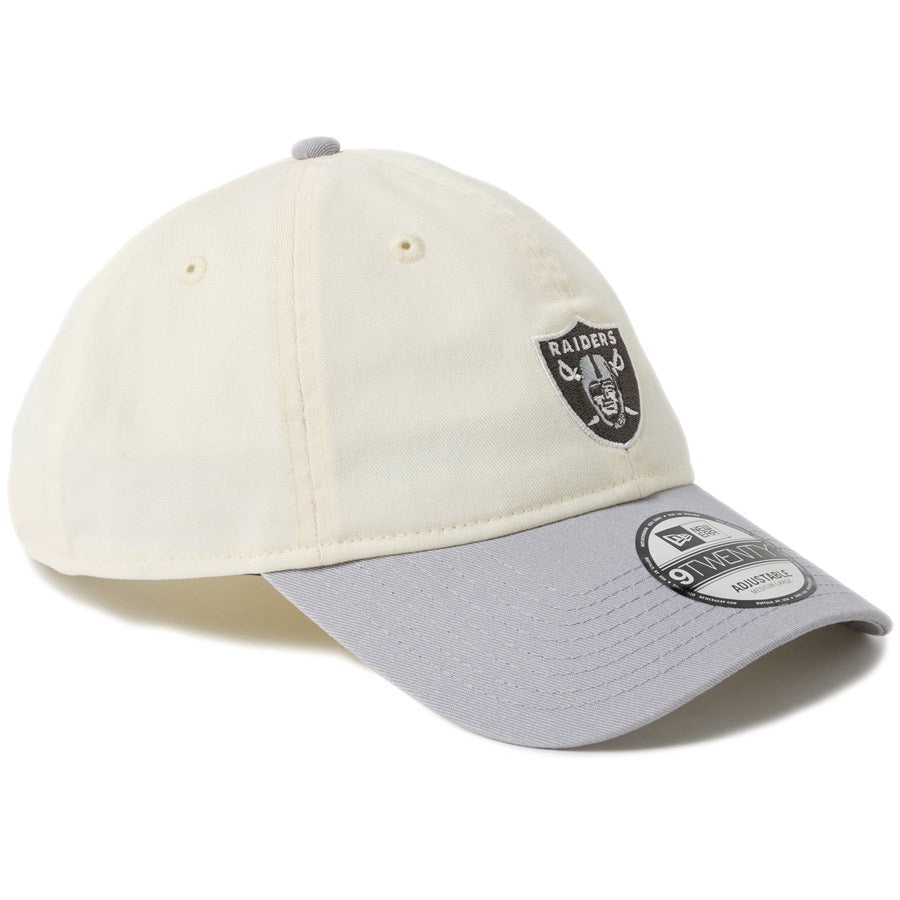 ニューエラ キャップ NEW ERA 9TWENTY NFL Mini Logo ミニロゴ ラスベガス レイダース クロームホワイト/グレー 14745095 左斜め