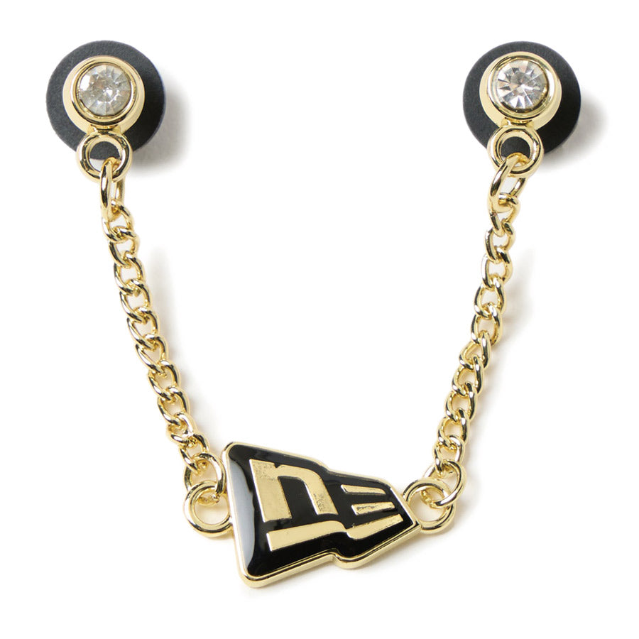 ニューエラ NEW ERA キャップアクセサリー チェーン PINS ピンズ Flagロゴ ゴールド ブラック 14751686 正面