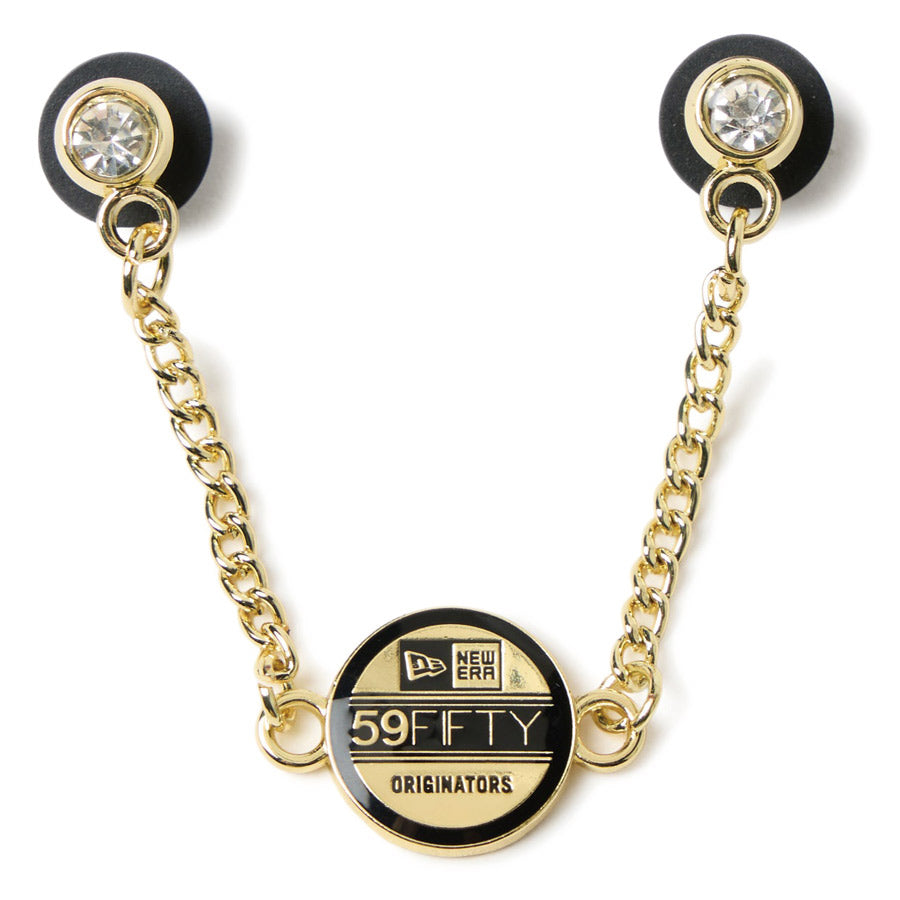 ニューエラ NEW ERA キャップアクセサリー チェーン ピンズ PINS 59FIFTY バイザーステッカー ゴールド ブラック 正面