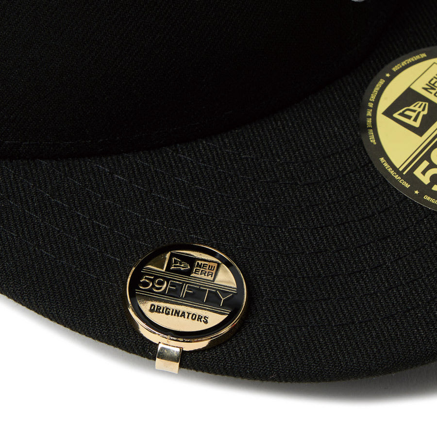 ニューエラ NEW ERA キャップアクセサリー バイザークリップ Cap Bite PINS ピンズ 59FIFTYバイザーステッカー ゴールド ブラック 14751696 装着サンプル
