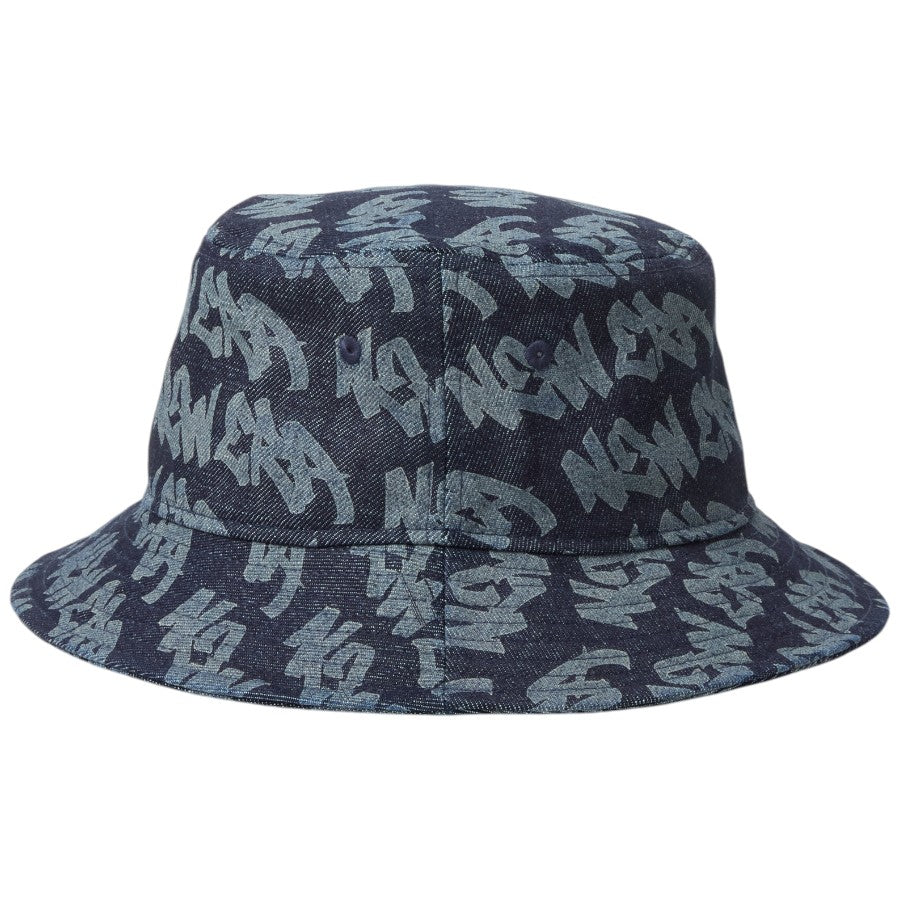 ニューエラ ハット NEW ERA HAT バケハ バケット01 Laser Burn Out レーザー加工 インディゴ デニム 14744780 右サイド