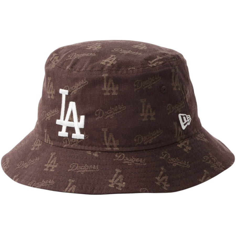 ニューエラ ハット NEW ERA HAT バケット01 バケハMLB Jacquard ジャカード ロサンゼルス ドジャース ブラウン 14744777 右斜め前
